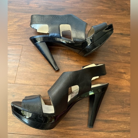 Michael Kors Carla Black Leather Platform Sandals-Size 8.5-Sexy, Black Tie - Picture 14 of 16